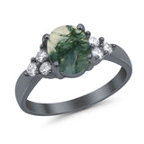 Vintage Style Oval Natural Stone Ring 