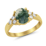 Vintage Style Oval Natural Stone Ring 