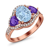 Three Stone Oval Natural Stone Trio Ring