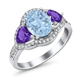 Three Stone Oval Natural Stone Trio Ring