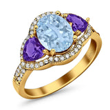 Three Stone Oval Natural Stone Trio Ring