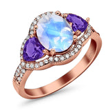 Three Stone Oval Natural Stone Trio Ring