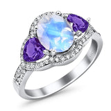 Three Stone Oval Natural Stone Trio Ring