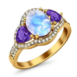 Three Stone Oval Natural Stone Trio Ring