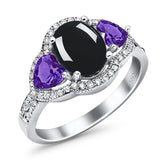 Three Stone Oval Natural Stone Trio Ring