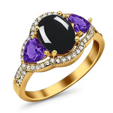 Three Stone Oval Natural Stone Trio Ring