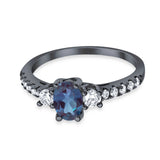 Three Stone Oval Natural Stone Trellis Ring