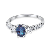 Three Stone Oval Natural Stone Trellis Ring