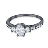 Three Stone Oval Natural Stone Trellis Ring