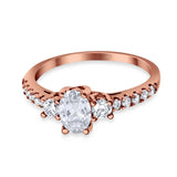 Three Stone Oval Natural Stone Trellis Ring