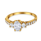 Three Stone Oval Natural Stone Trellis Ring