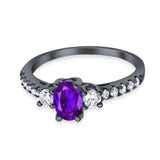 Three Stone Oval Natural Stone Trellis Ring