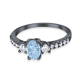 Three Stone Oval Natural Stone Trellis Ring