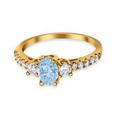 Three Stone Oval Natural Stone Trellis Ring