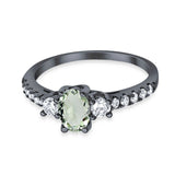 Three Stone Oval Natural Stone Trellis Ring