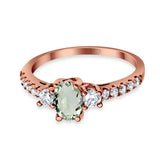 Three Stone Oval Natural Stone Trellis Ring