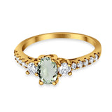 Three Stone Oval Natural Stone Trellis Ring