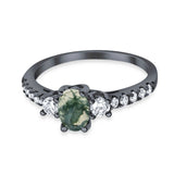 Three Stone Oval Natural Stone Trellis Ring