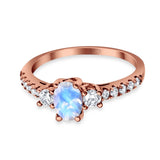 Three Stone Oval Natural Stone Trellis Ring