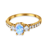 Three Stone Oval Natural Stone Trellis Ring