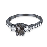 Three Stone Oval Natural Stone Trellis Ring