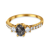 Three Stone Oval Natural Stone Trellis Ring