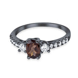 Three Stone Oval Natural Stone Trellis Ring