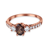 Three Stone Oval Natural Stone Trellis Ring