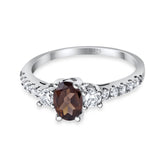 Three Stone Oval Natural Stone Trellis Ring