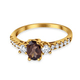 Three Stone Oval Natural Stone Trellis Ring