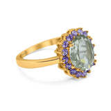 Art Deco Oval Natural Stone Ring