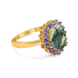 Art Deco Oval Natural Stone Ring