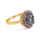 Art Deco Oval Natural Stone Ring
