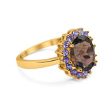 Art Deco Oval Natural Stone Ring