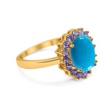 Art Deco Oval Natural Stone Ring