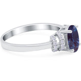 Art Deco Oval Natural Stone Wedding Ring