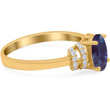 Art Deco Oval Natural Stone Wedding Ring