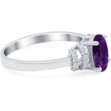 Art Deco Oval Natural Stone Wedding Ring