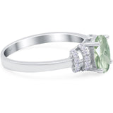 Art Deco Oval Natural Stone Wedding Ring