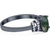 Art Deco Oval Natural Stone Wedding Ring