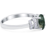 Art Deco Oval Natural Stone Wedding Ring