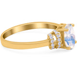 Art Deco Oval Natural Stone Wedding Ring