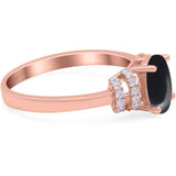 Art Deco Oval Natural Stone Wedding Ring