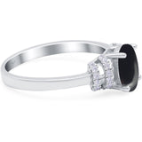 Art Deco Oval Natural Stone Wedding Ring