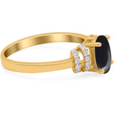 Art Deco Oval Natural Stone Wedding Ring