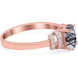 Art Deco Oval Natural Stone Wedding Ring