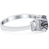 Art Deco Oval Natural Stone Wedding Ring