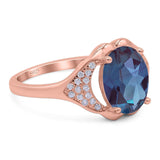 Oval Natural Stone Cluster Wedding Ring