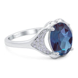 Oval Natural Stone Cluster Wedding Ring