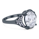 Oval Natural Stone Cluster Wedding Ring